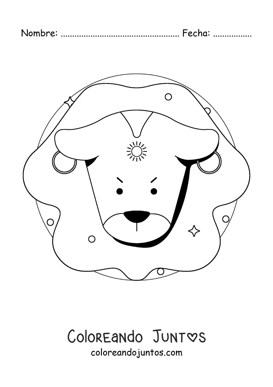 Imagen para colorear del león de leo animado grande