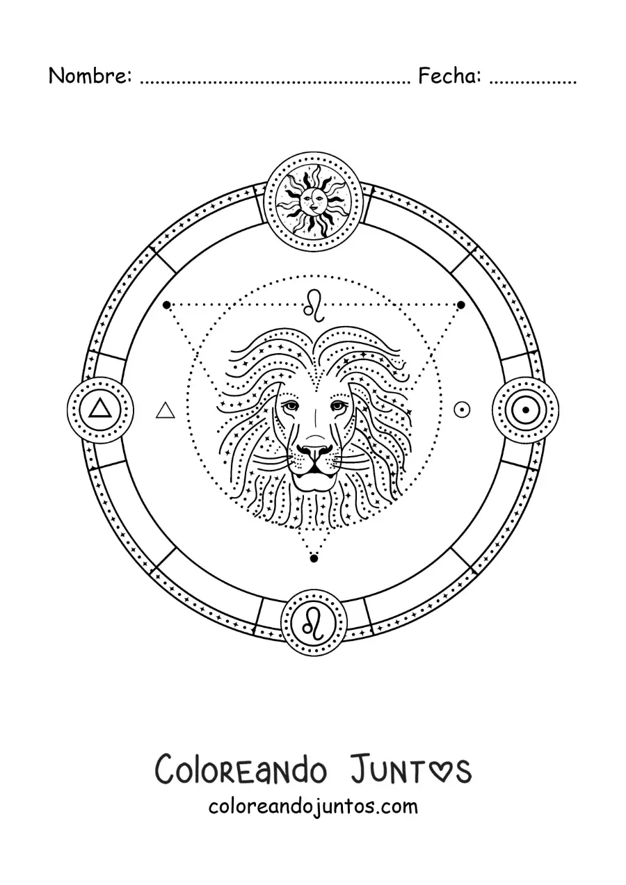 Imagen para colorear de símbolos del signo del zodiaco leo