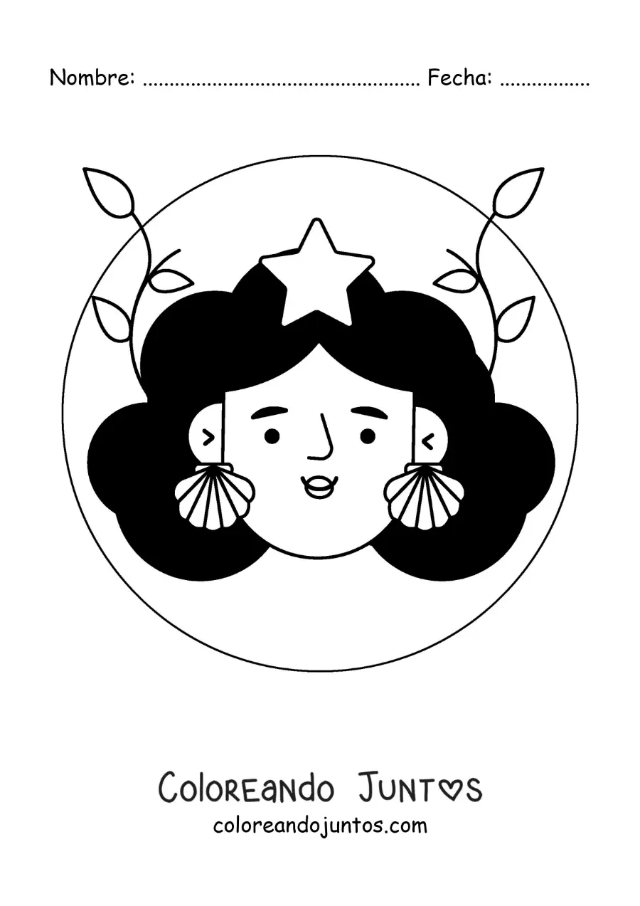 Imagen para colorear de chica del signo zodiacal virgo animada