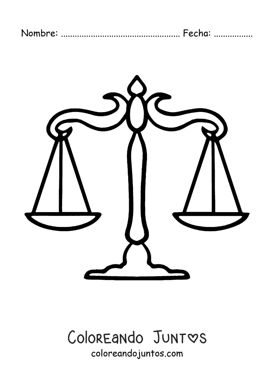 Imagen para colorear de balanza de la justicia fácil