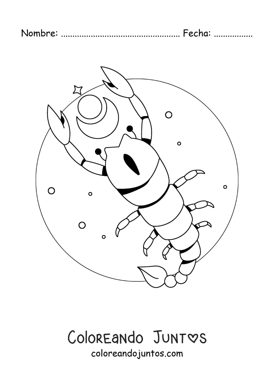 Imagen para colorear de escorpión animada del signo zodiacal