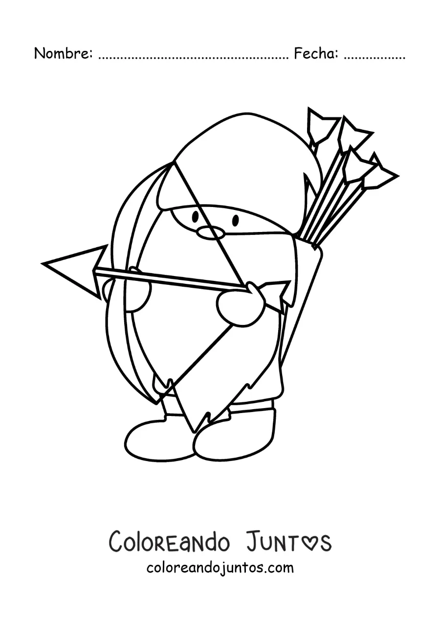 Imagen para colorear de gnomo animado infantil con el símbolo de Sagitario