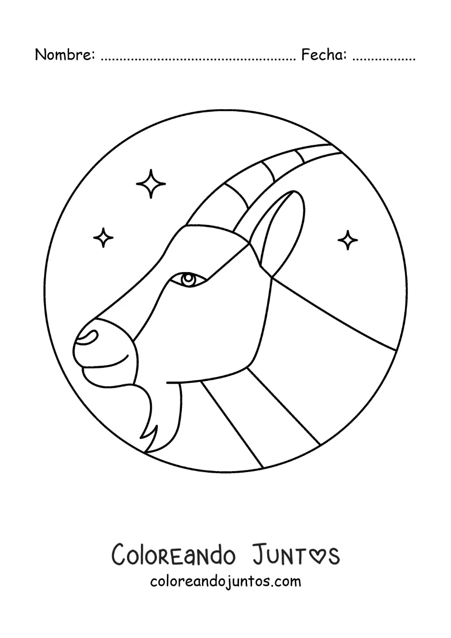 Imagen para colorear de símbolo de Capricornio animado fácil