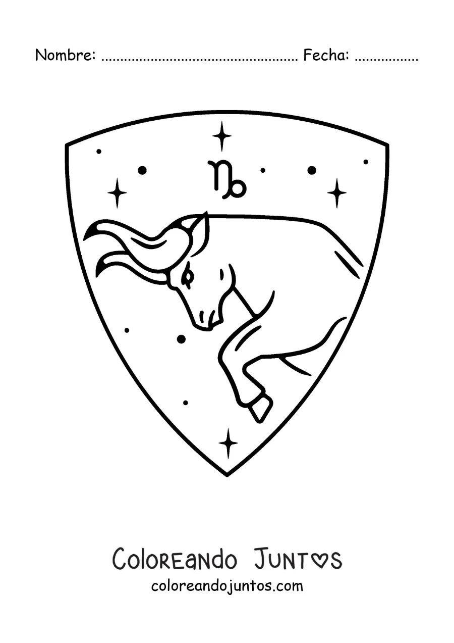 Imagen para colorear del signo de Capricornio con su símbolo