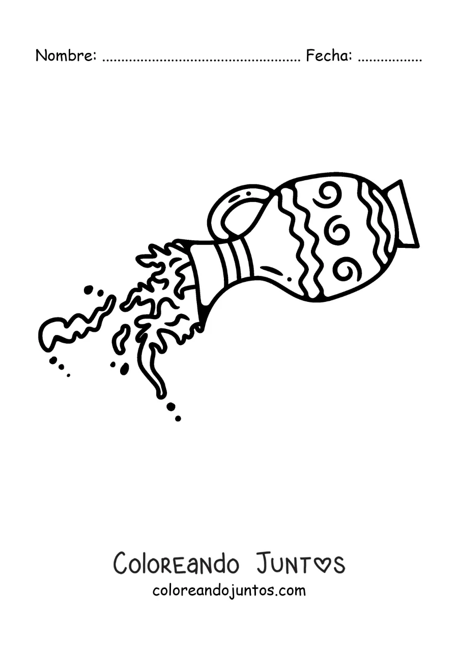 Imagen para colorear de una vasija derramando agua