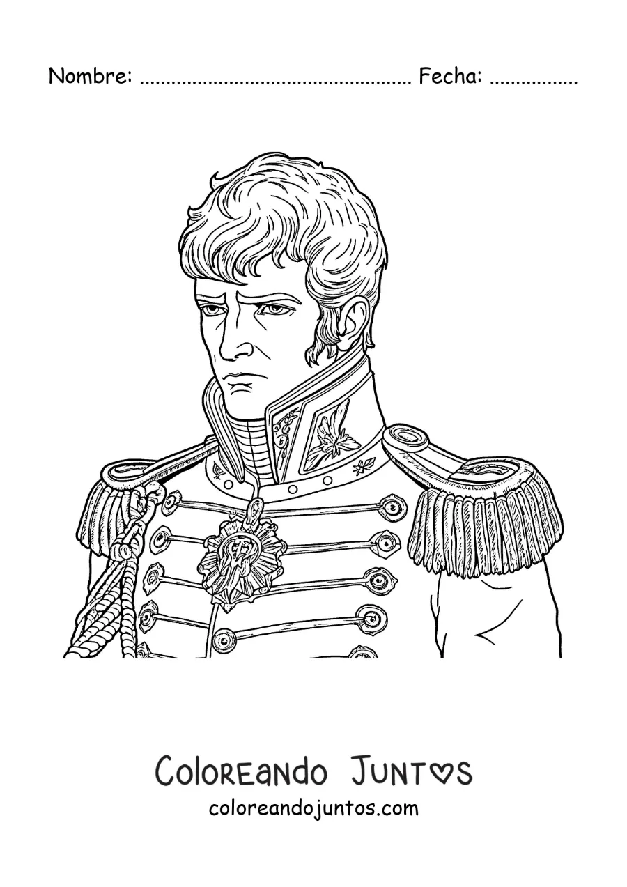 Imagen para colorear de Napoleón Bonaparte en estilo realista