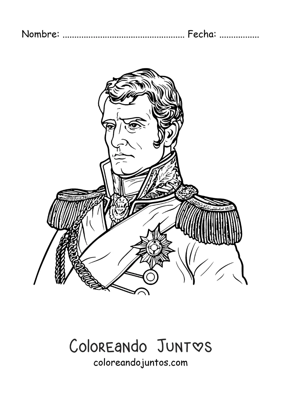 Imagen para colorear de retrato realista de Napoleón Bonaparte