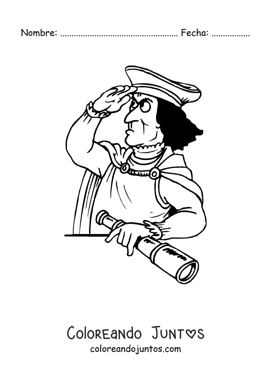 Imagen para colorear de caricatura de Cristóbal Colón para niños