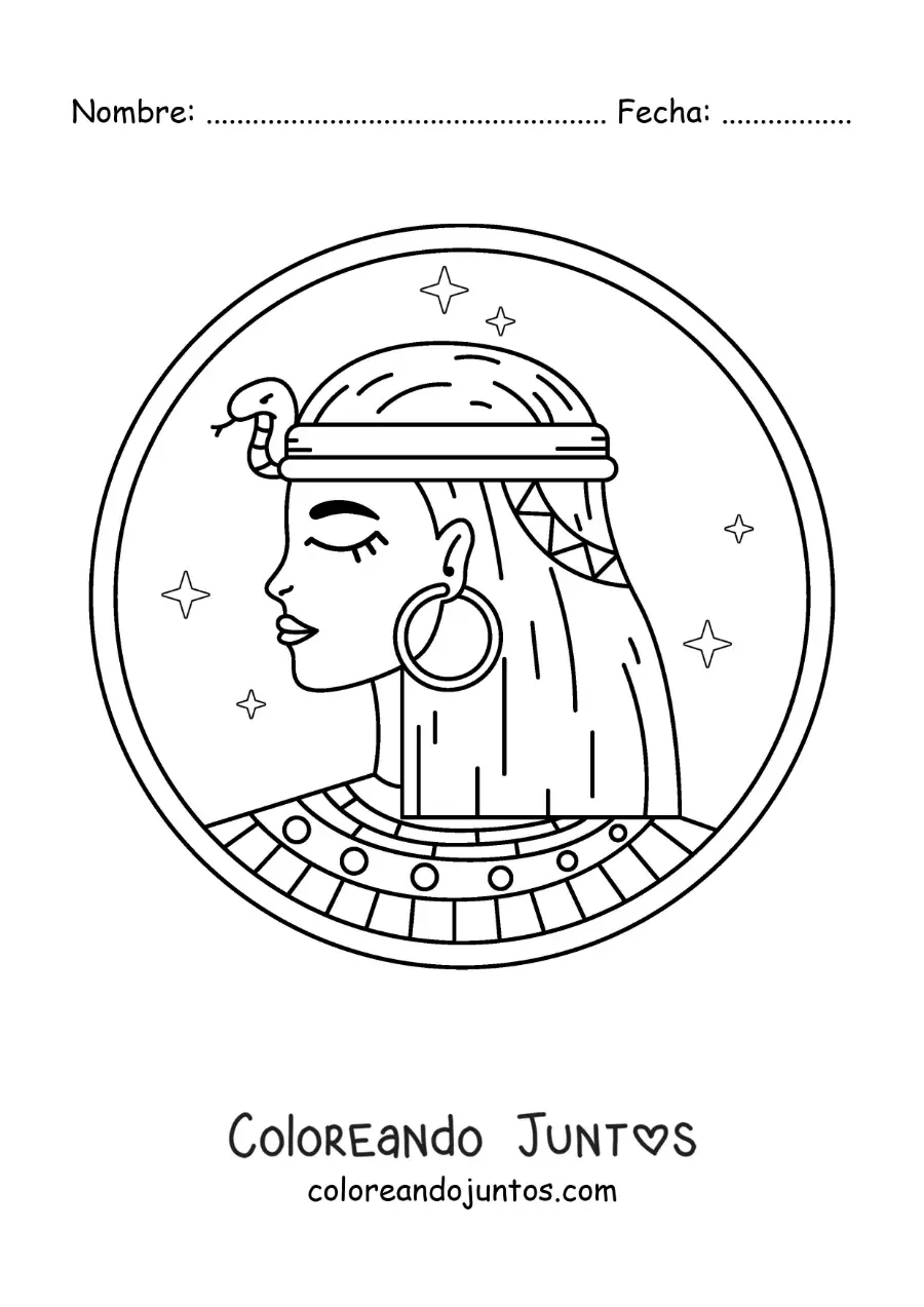 Imagen para colorear del rostro de la reina Cleopatra