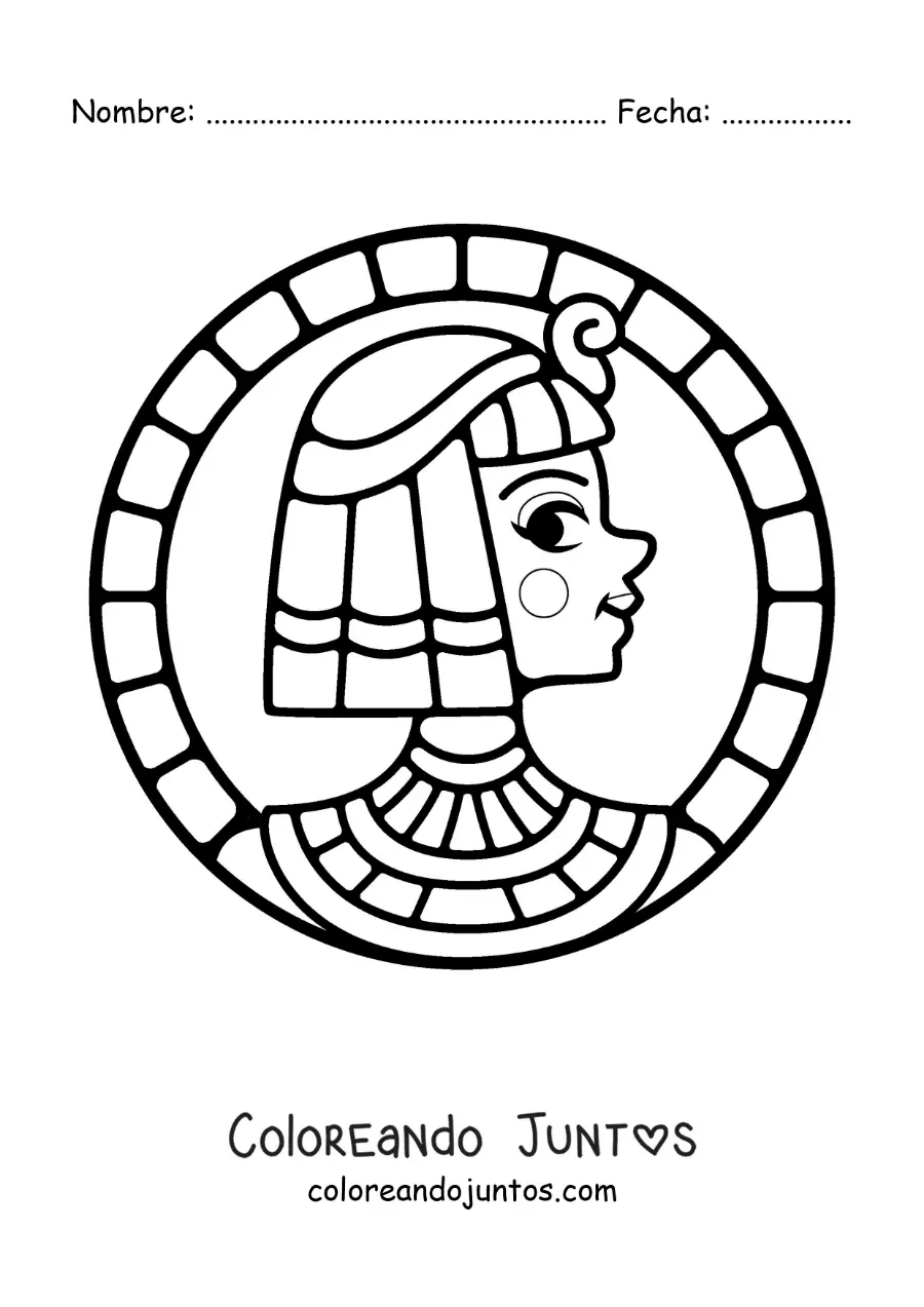 Imagen para colorear del rostro de Cleopatra animado