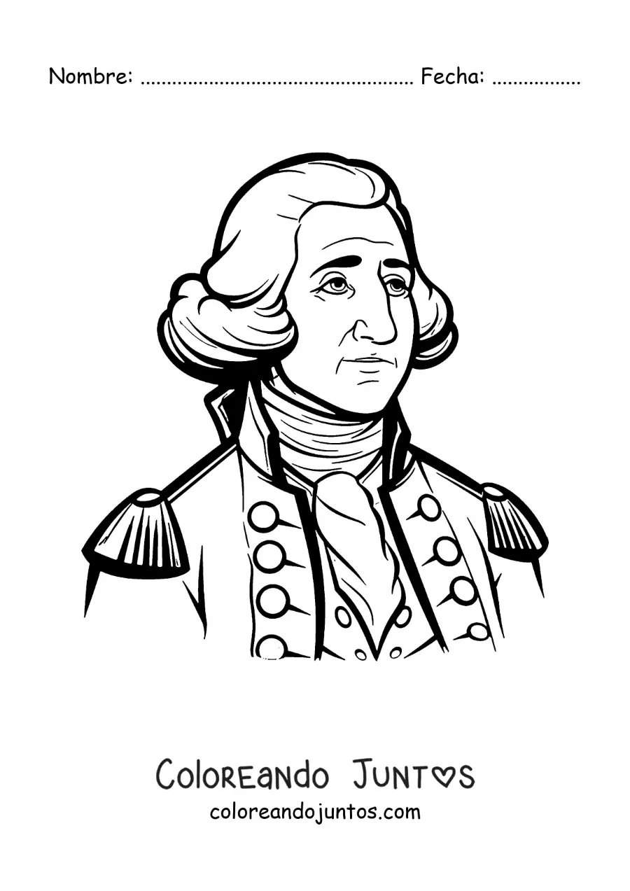 Imagen para colorear de George Washington animado