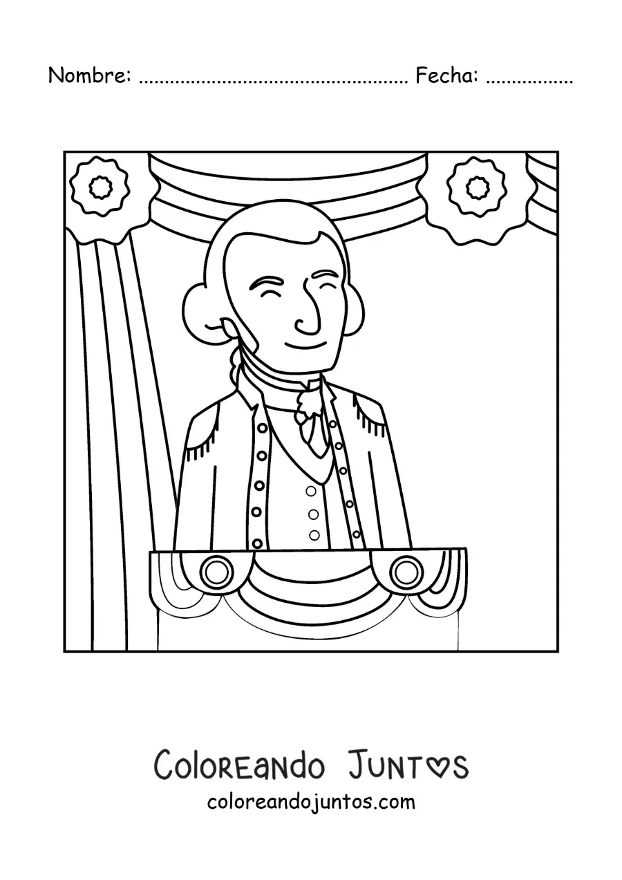 Imagen para colorear de George Washington el primer presidente de los estados unidos