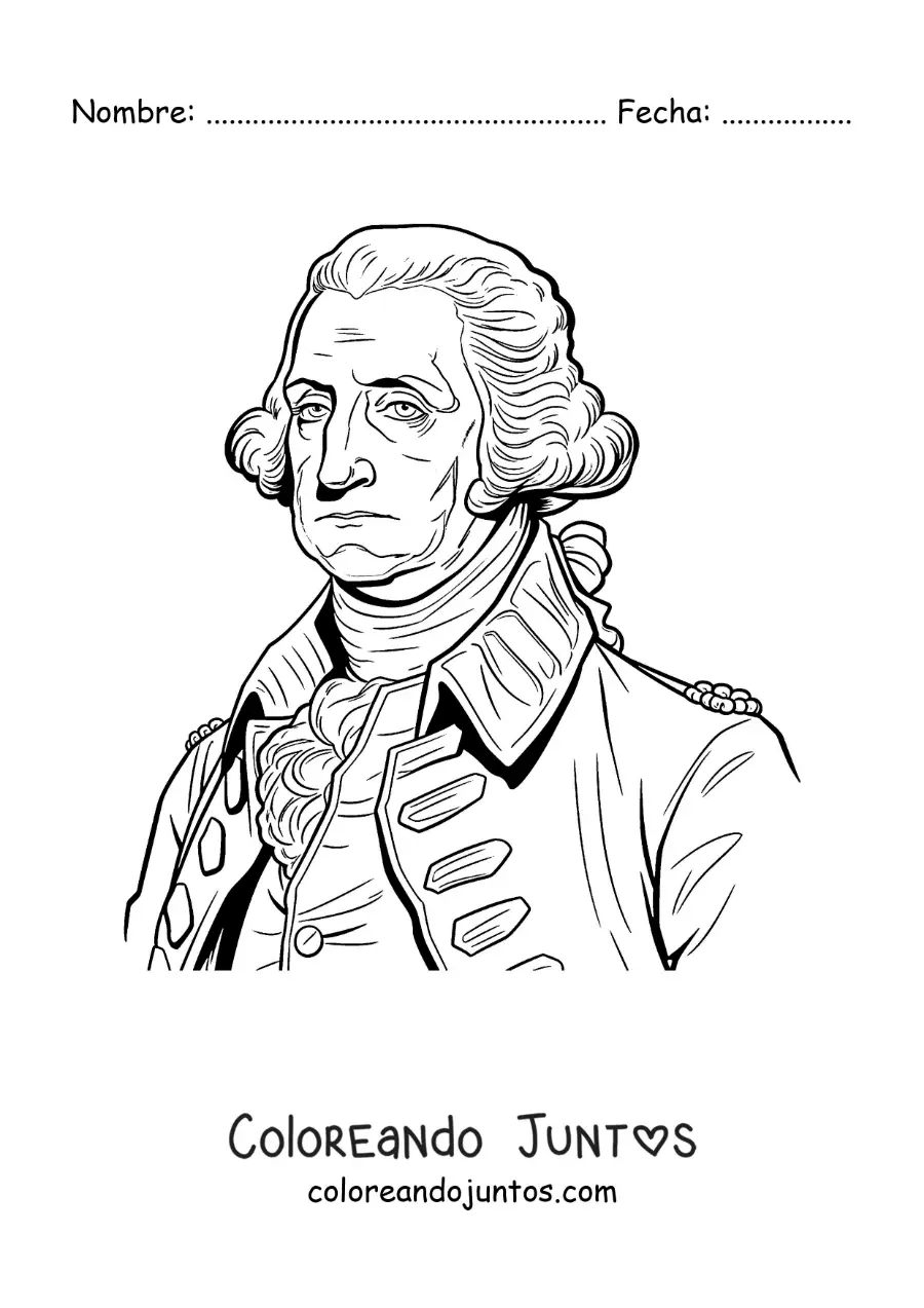 Imagen para colorear del presidente George Washington realista