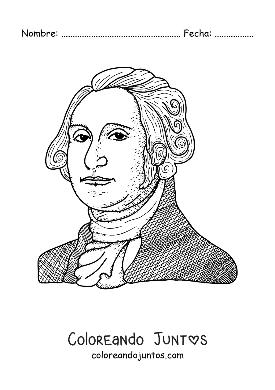 Imagen para colorear de George Washington fácil