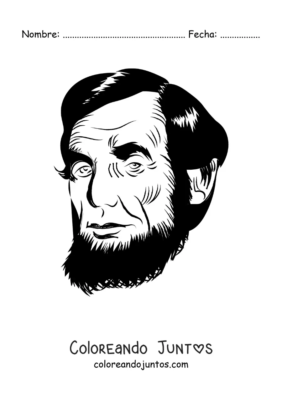 Imagen para colorear del rostro de Abraham Lincoln