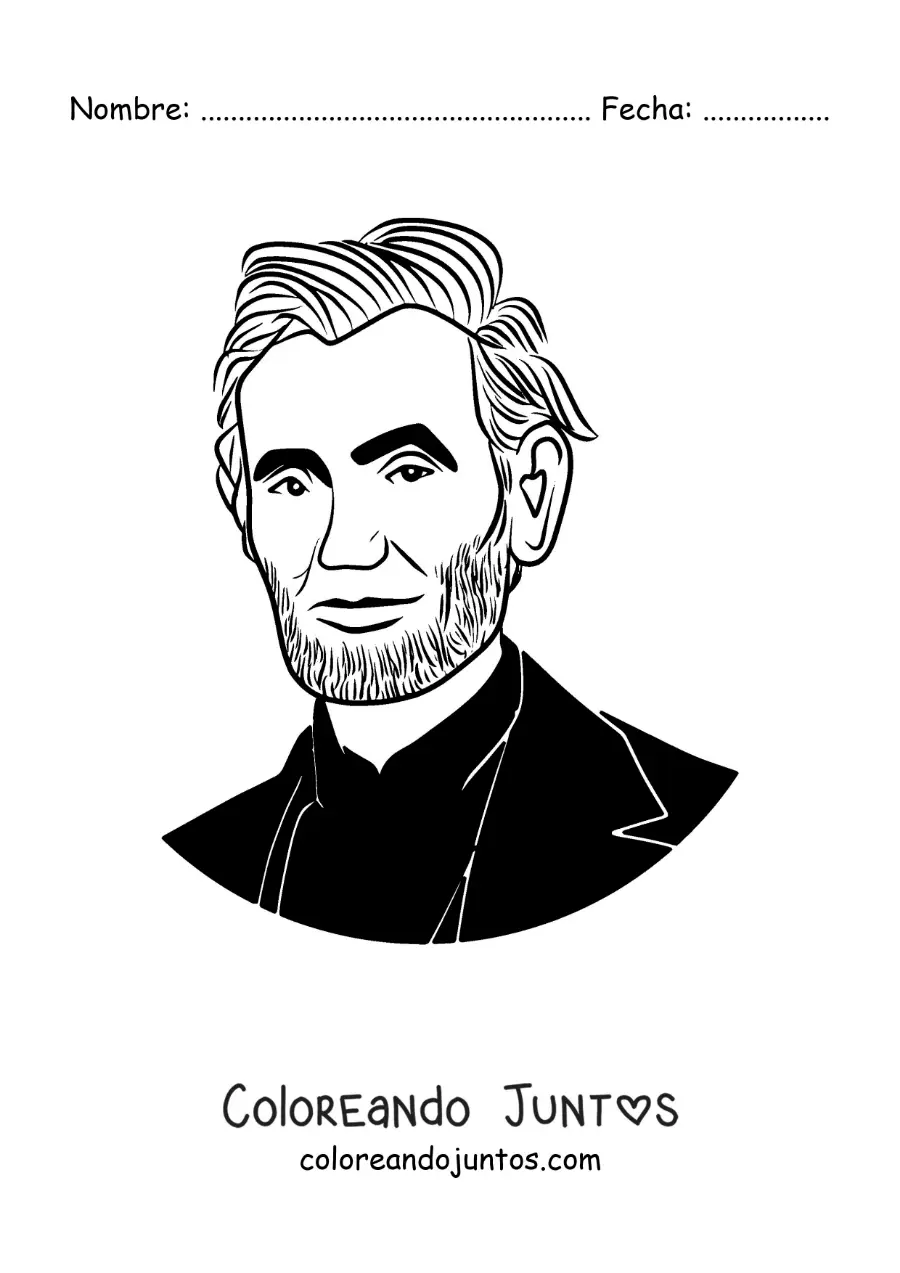 Imagen para colorear del rostro del presidente Lincoln