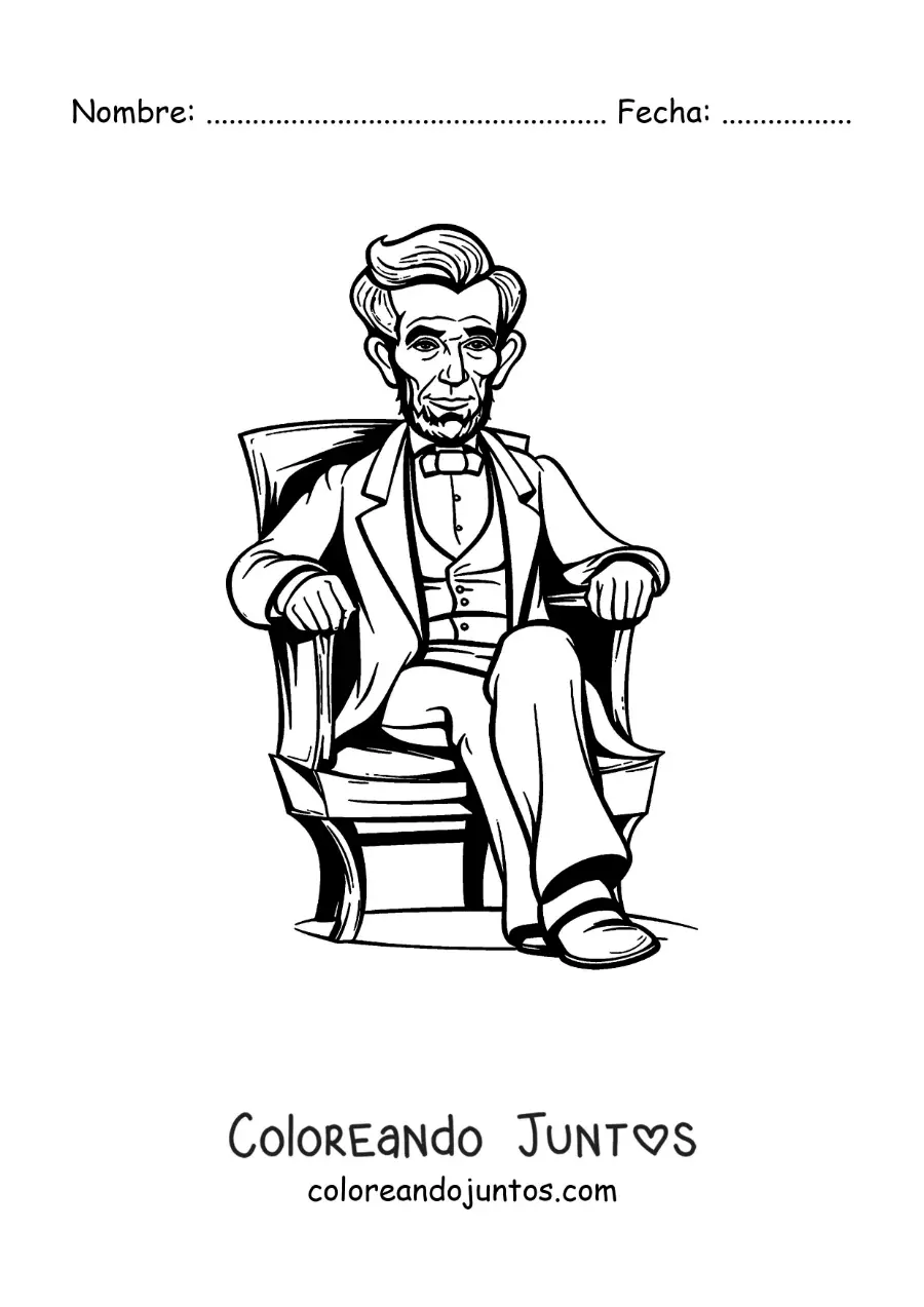 Imagen para colorear de Abraham Lincoln sentado