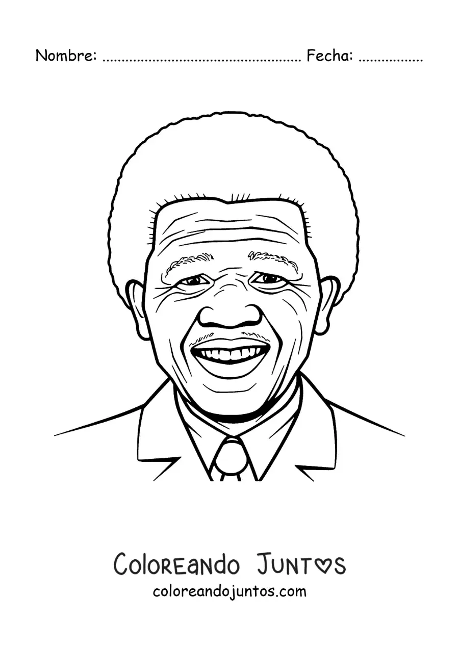 Imagen para colorear de un retrato fácil de Nelson Mandela