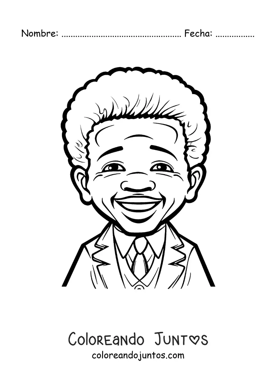 Imagen para colorear de caricatura de Nelson Mandela
