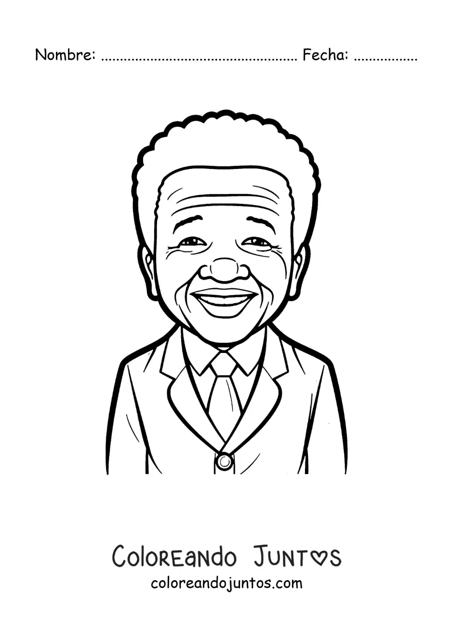 Imagen para colorear de Nelson Mandela animado