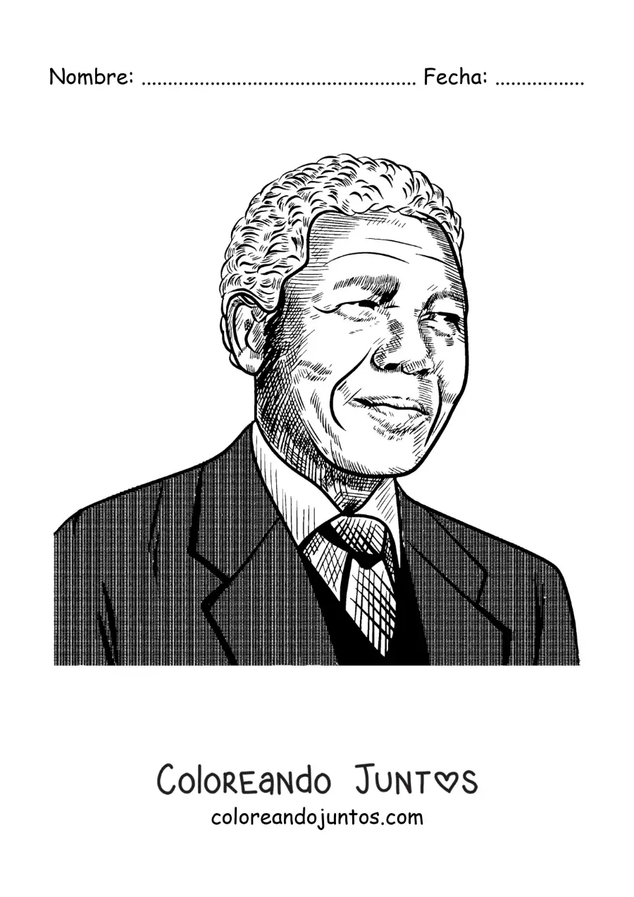 Imagen para colorear de Nelson Mandela realista