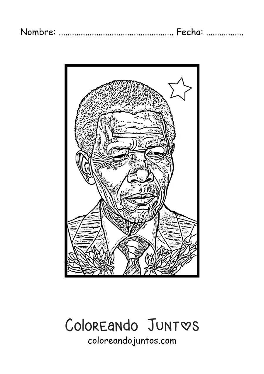 Imagen para colorear del rostro de Nelson Mandela