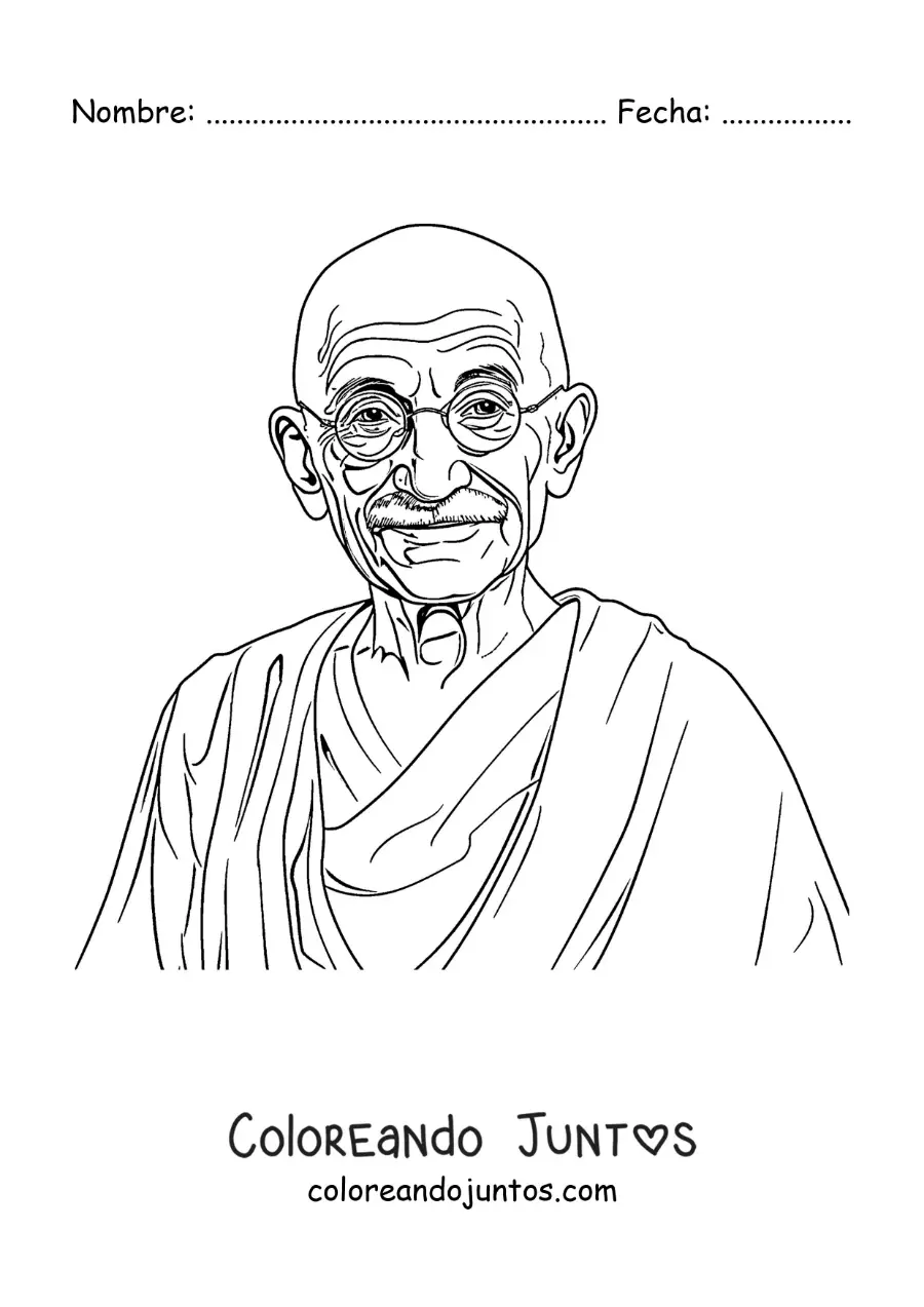 Imagen para colorear de Mahatma Gandhi realista