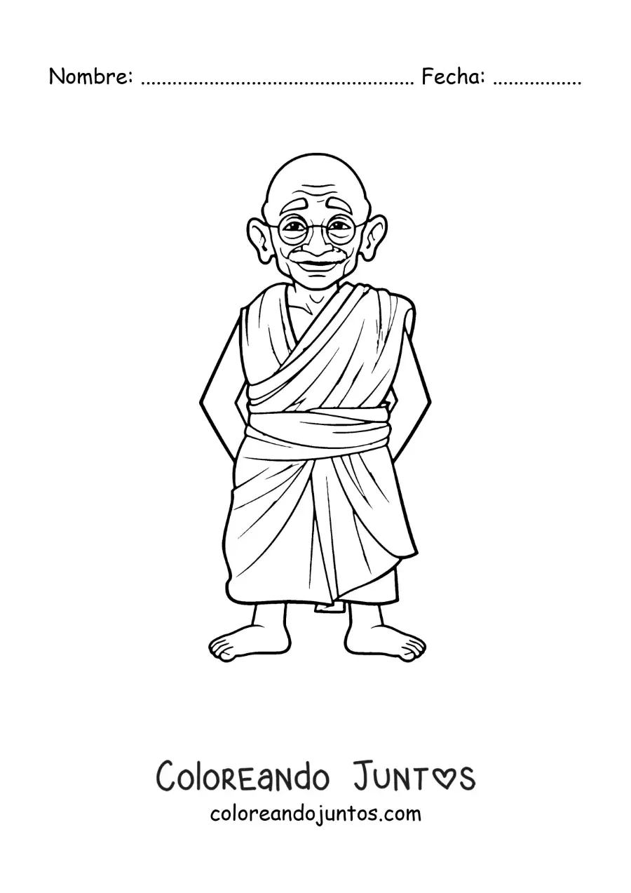 Imagen para colorear de Mahatma Gandhi animado
