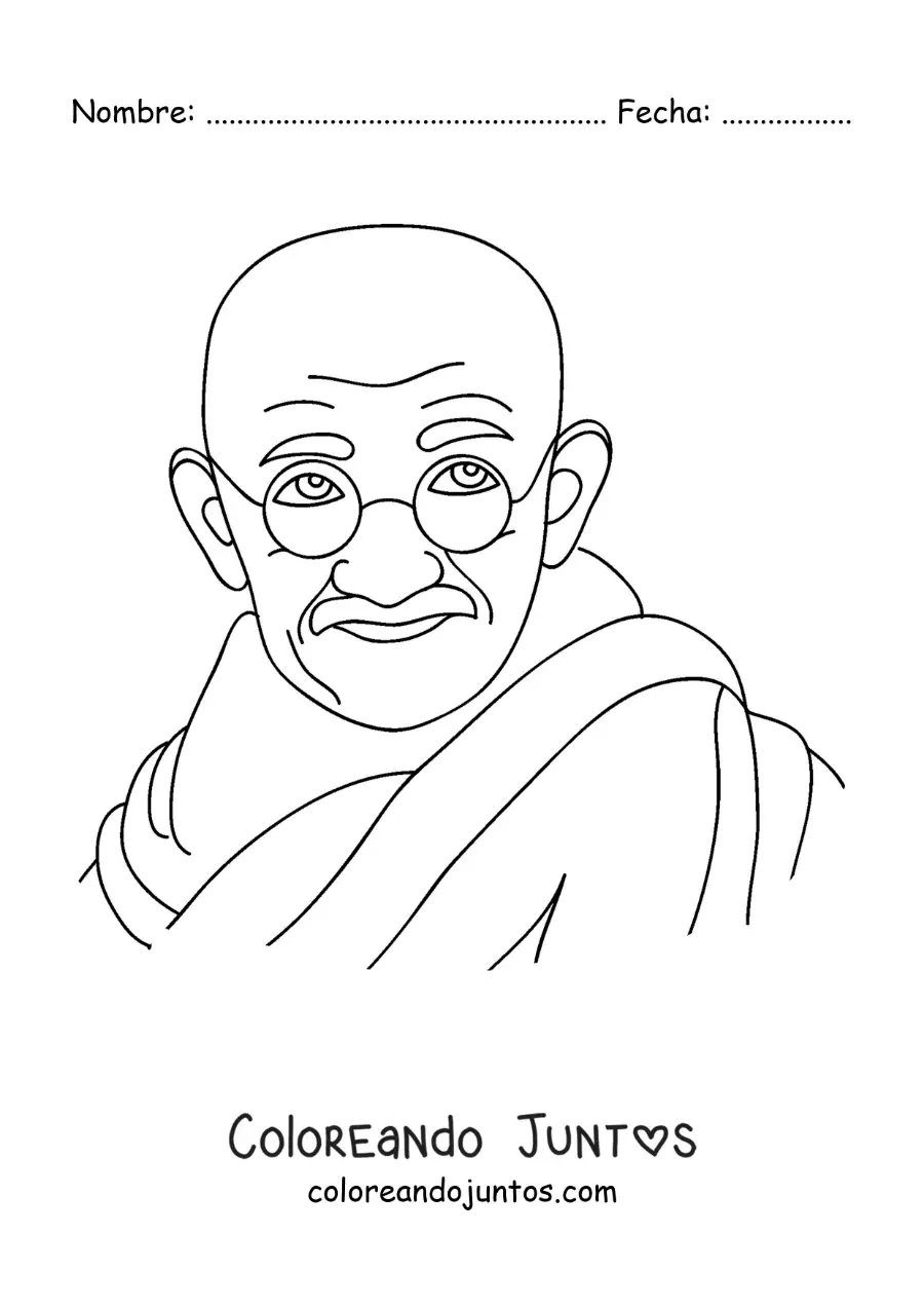 Imagen para colorear de un retrato de Mahatma Gandhi
