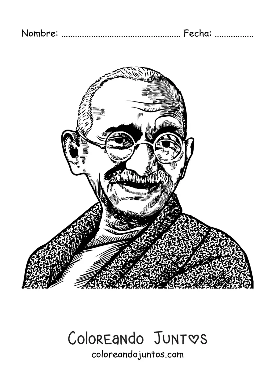 Imagen para colorear del rostro de Mahatma Gandhi