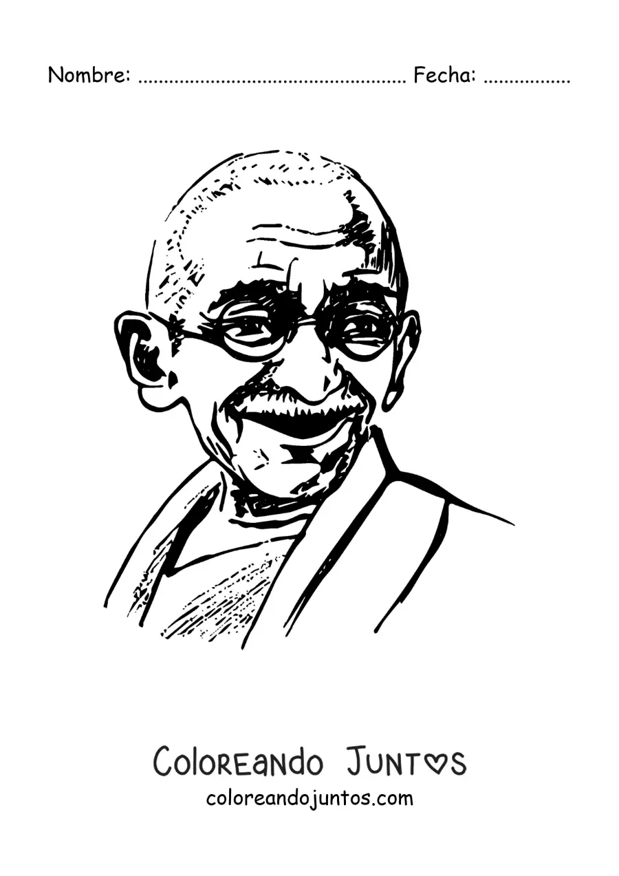 Imagen para colorear del rostro de Gandhi