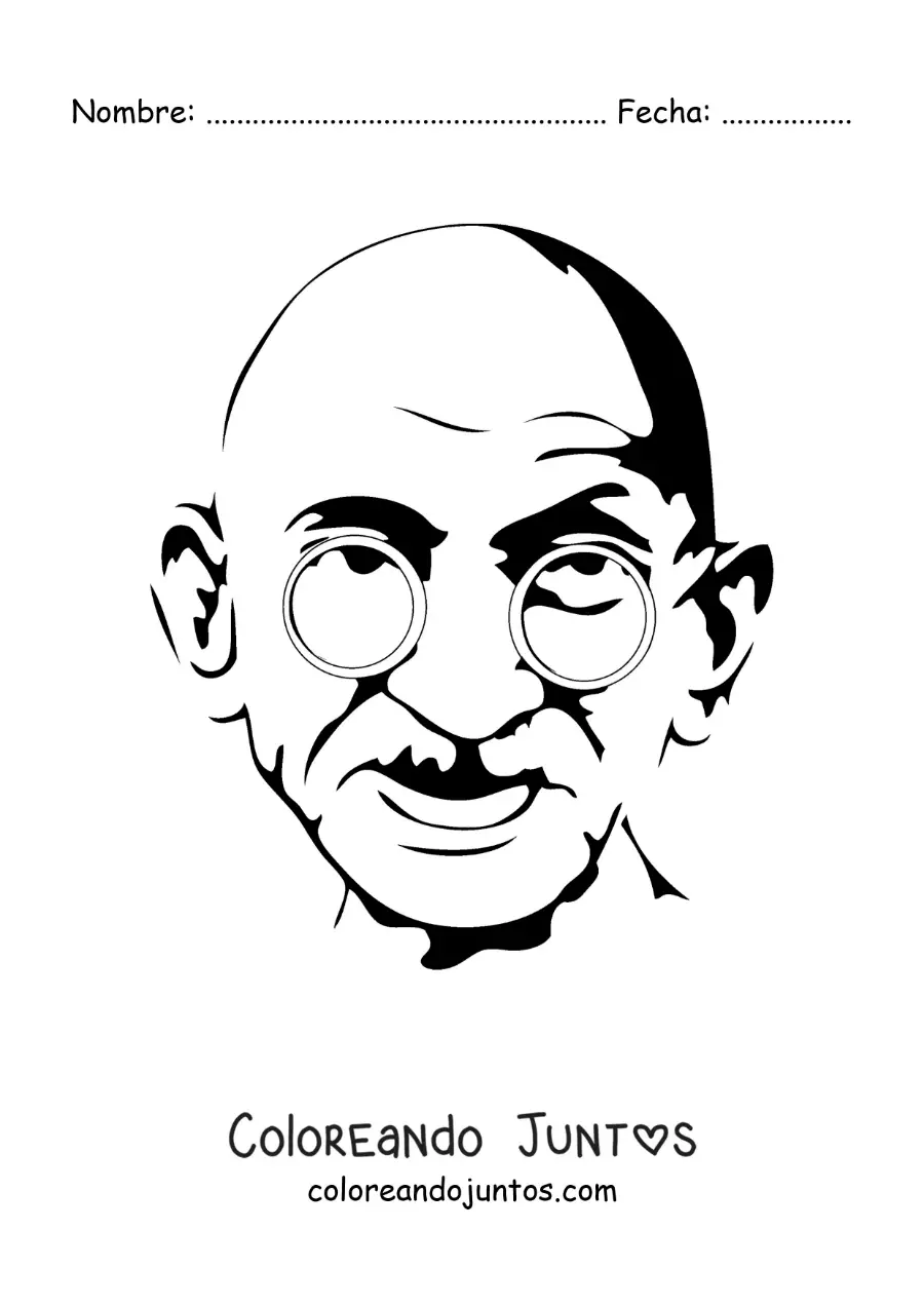 Imagen para colorear del rostro de Gandhi fácil