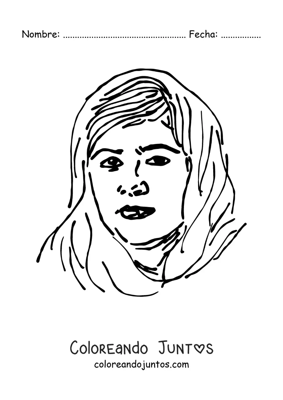 Imagen para colorear de Malala Yousafzai