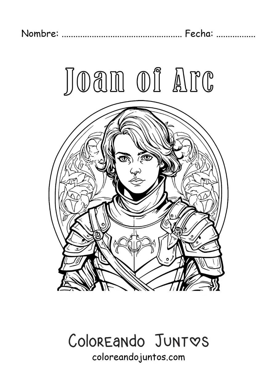 Imagen para colorear de Joan of Arc animada con su nombre