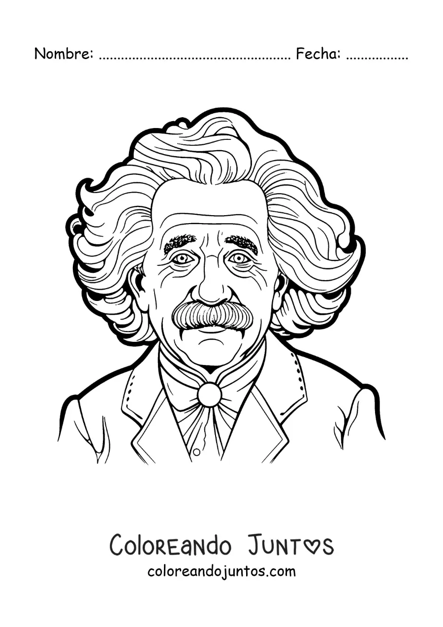 Imagen para colorear de una caricatura de Albert Einstein
