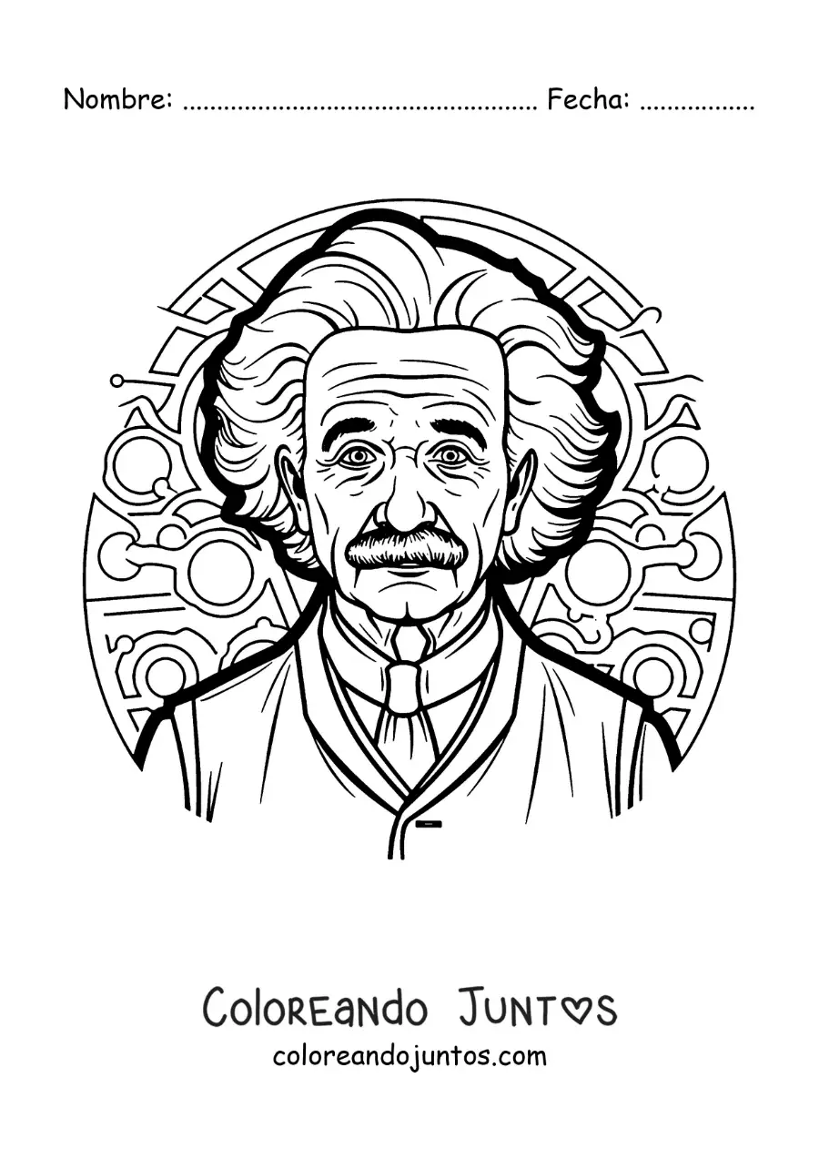 Imagen para colorear de Albert Einstein el científico animado