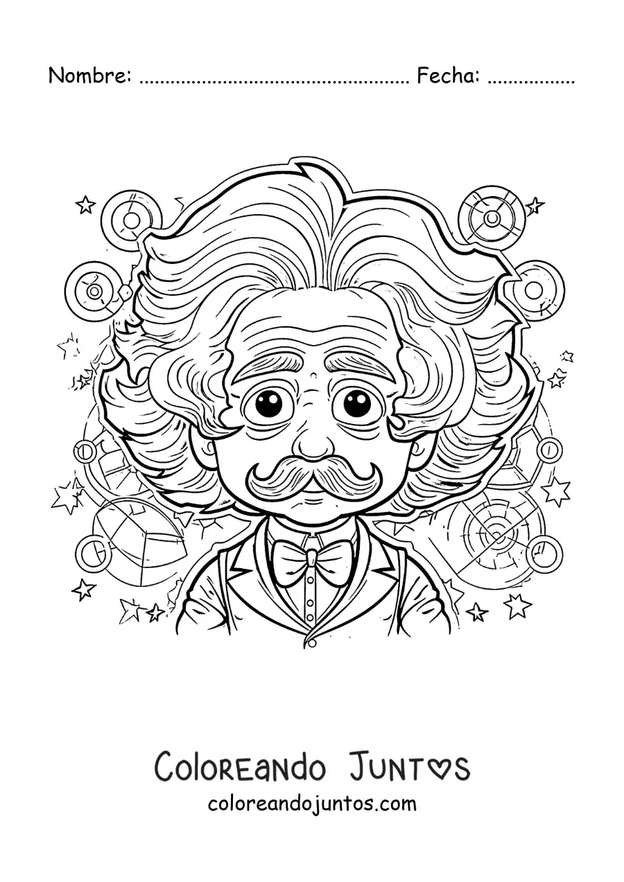 Imagen para colorear de Albert Einstein animado para niños