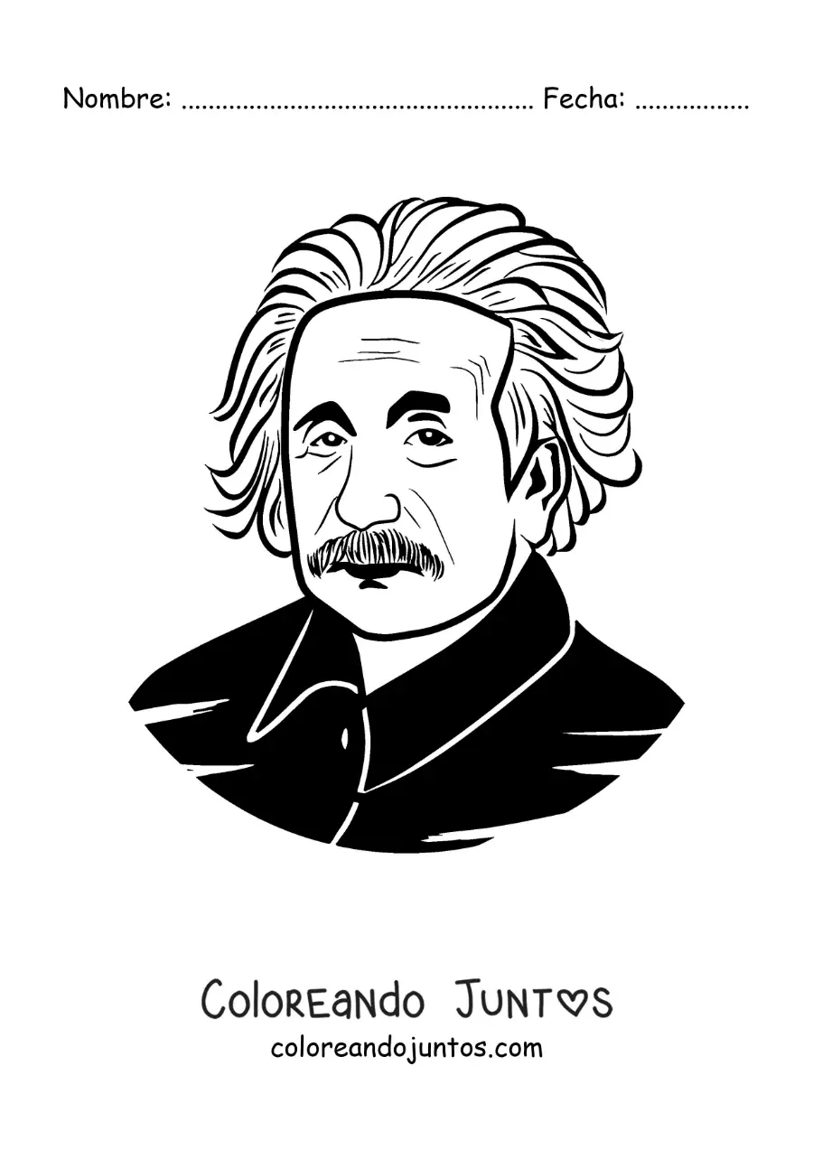 Imagen para colorear de un retrato fácil de Albert Einstein