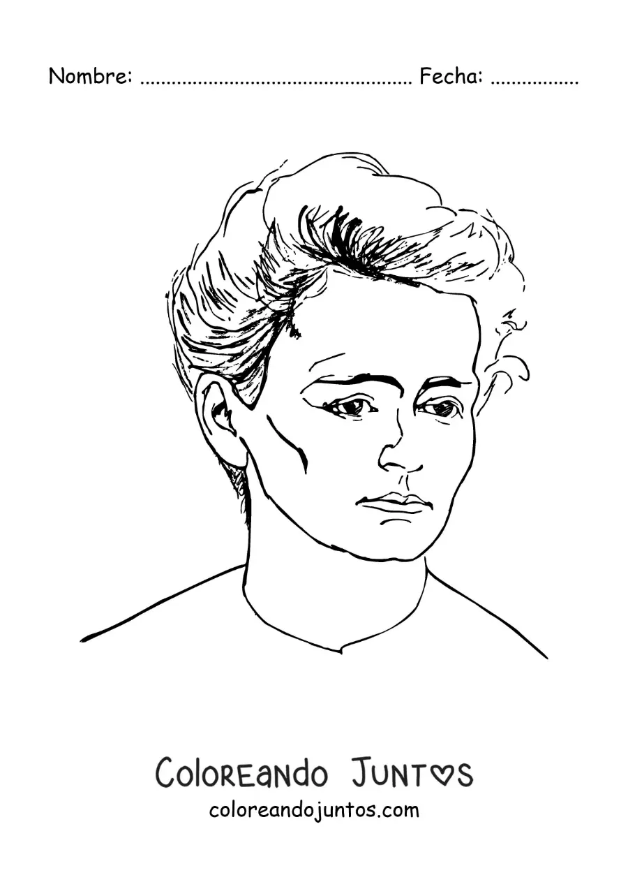 Imagen para colorear de un retrato de Marie Curie