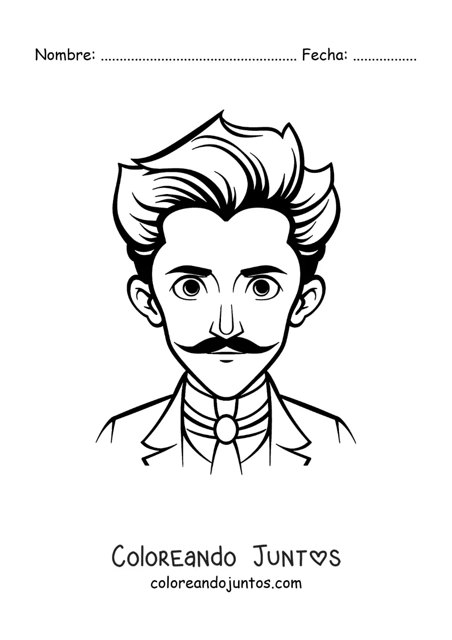 Imagen para colorear de una caricatura de Nikola Tesla