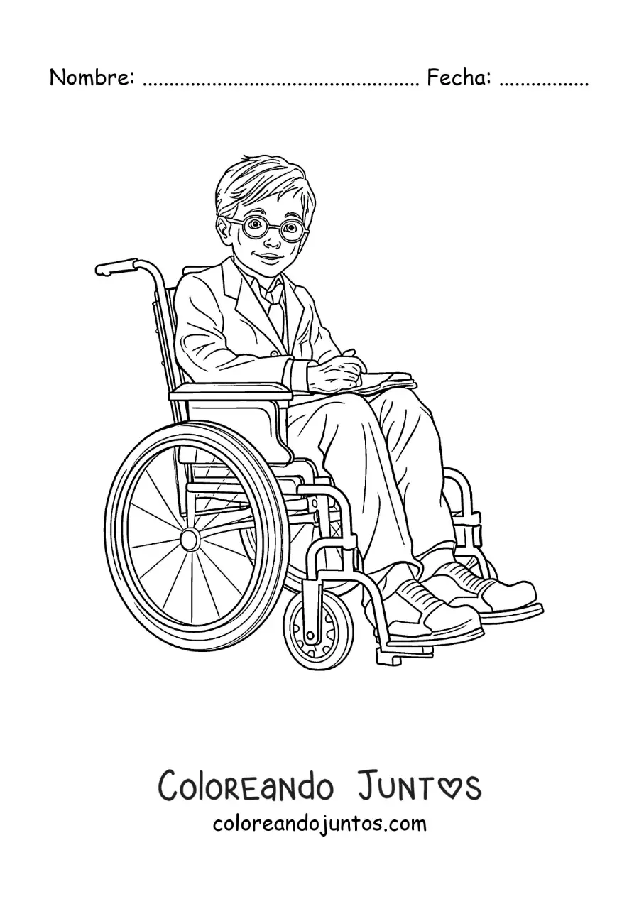 Imagen para colorear de Stephen Hawking animado