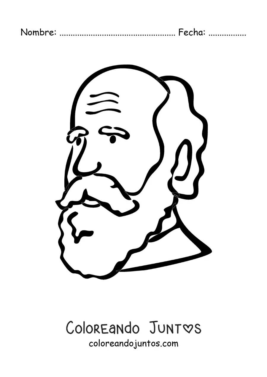 Imagen para colorear de una caricatura de Charles Darwin
