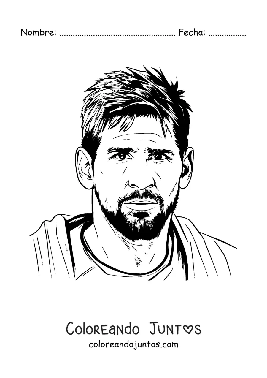 Imagen para colorear de un retrato de Lionel Messi