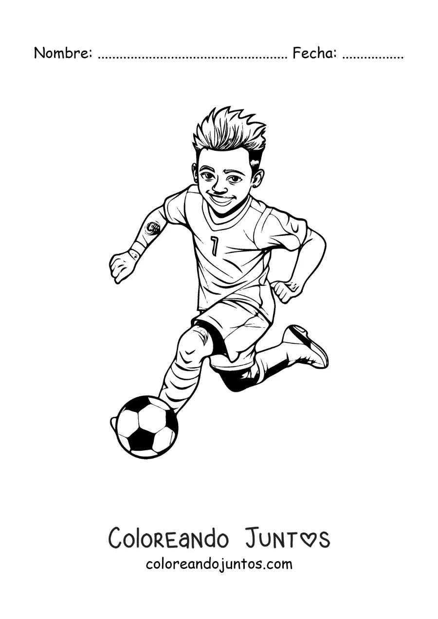 Imagen para colorear de Neymar animado jugando fútbol