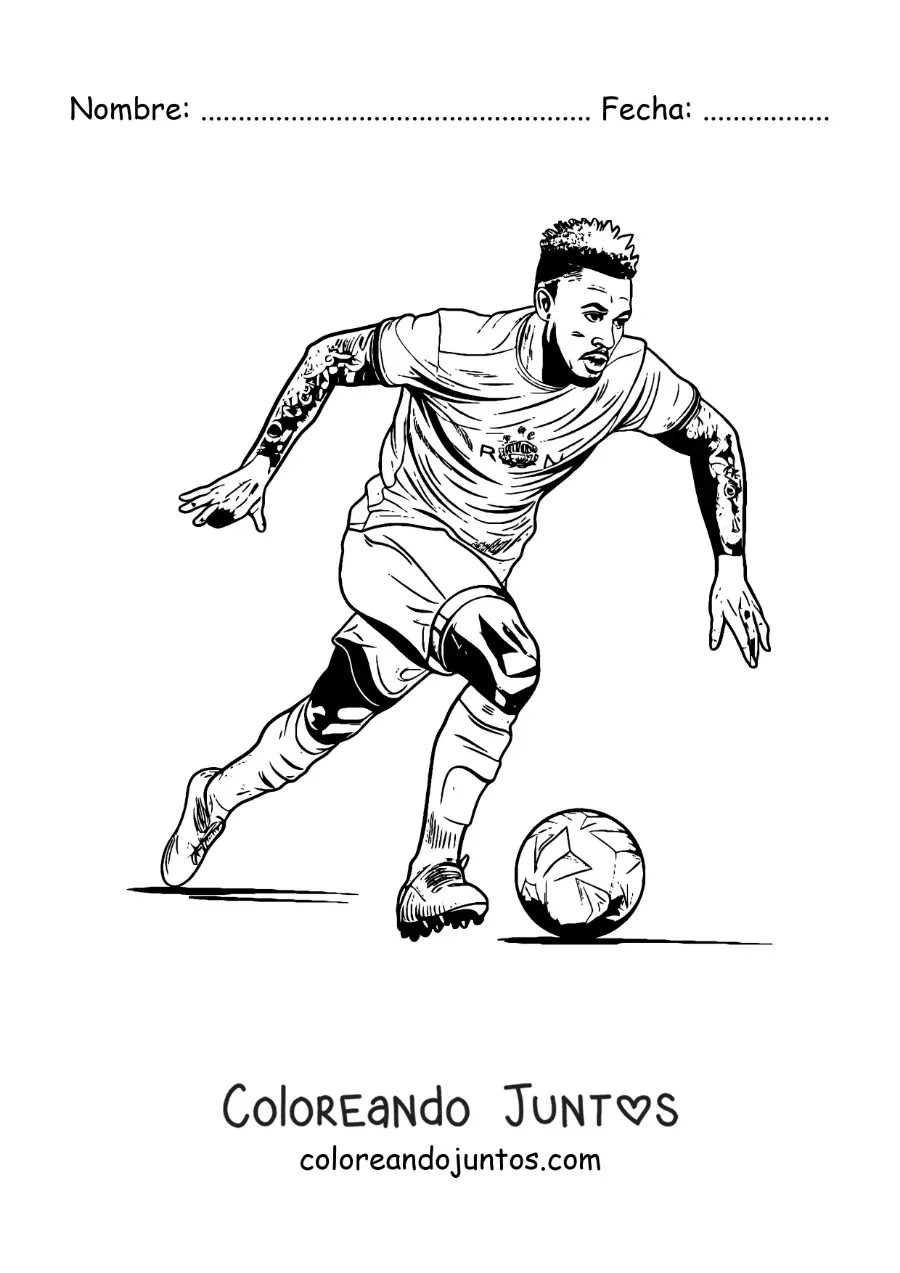 Imagen para colorear de Neymar en un partido de fútbol