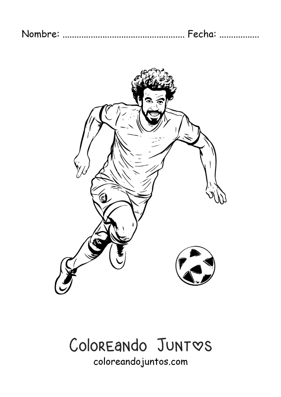 Imagen para colorear de Mohamed Salah animado anotando un gol