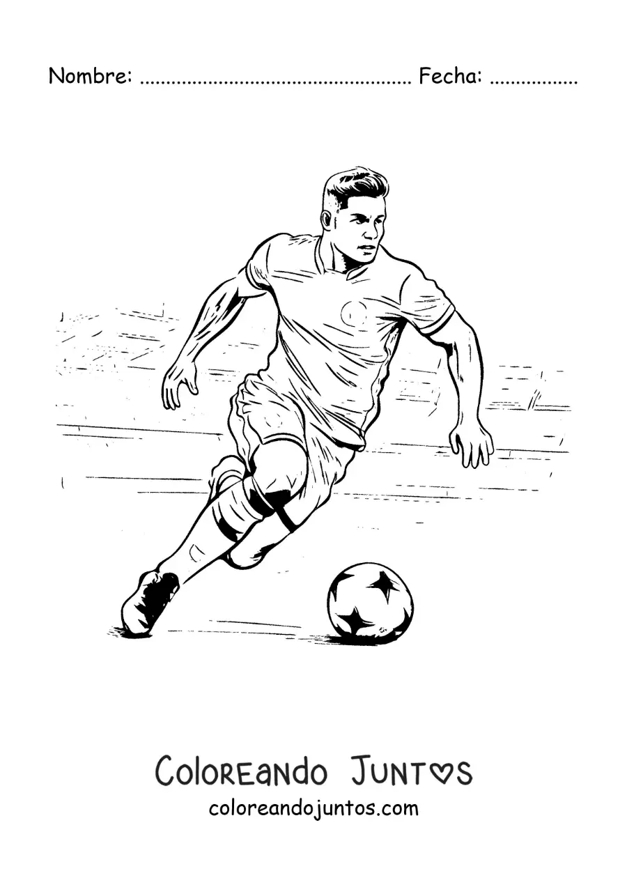 Imagen para colorear de Cristiano Ronaldo animado jugando fútbol