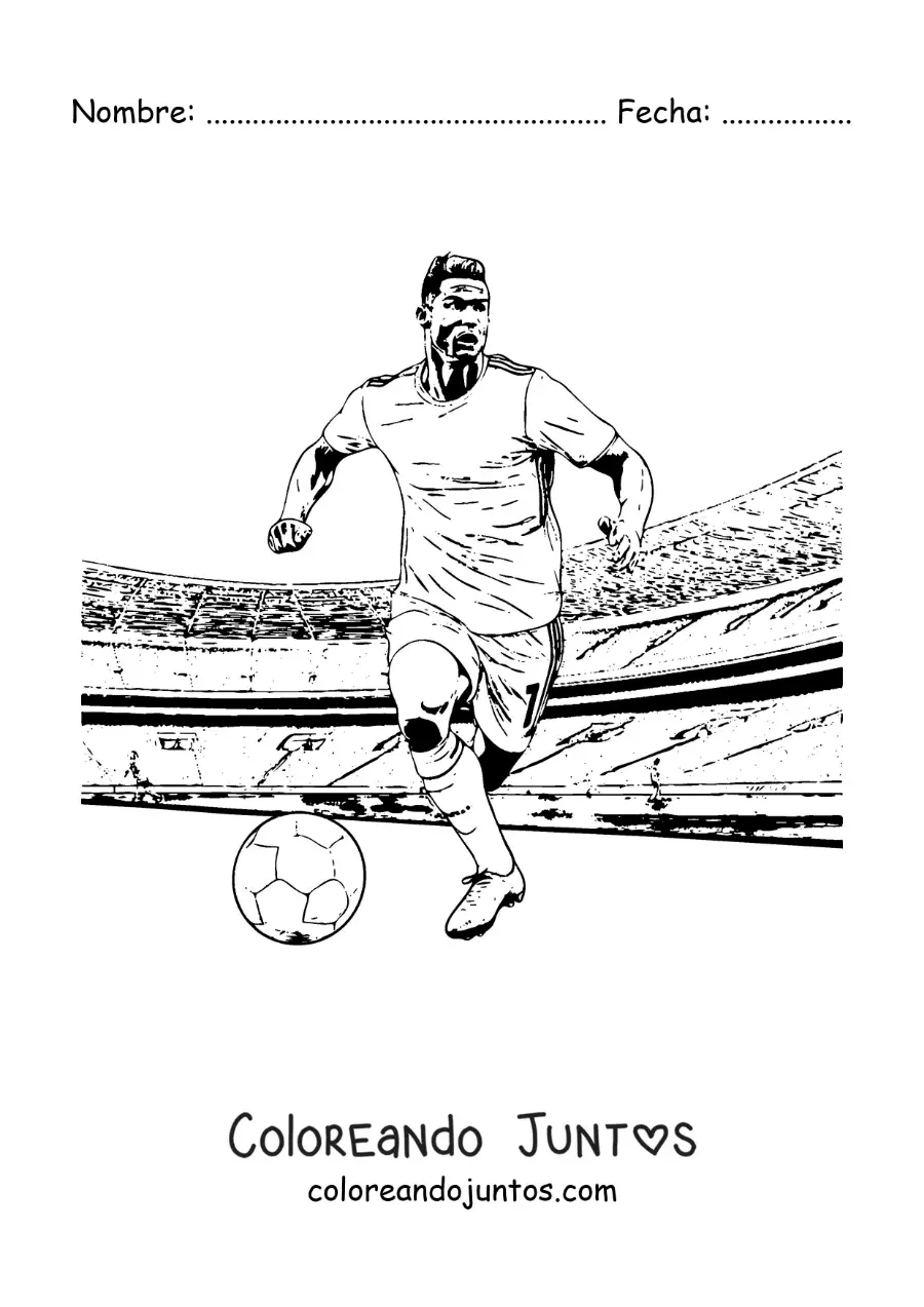 Imagen para colorear de Cristiano Ronaldo en un partido de fútbol en estilo realista