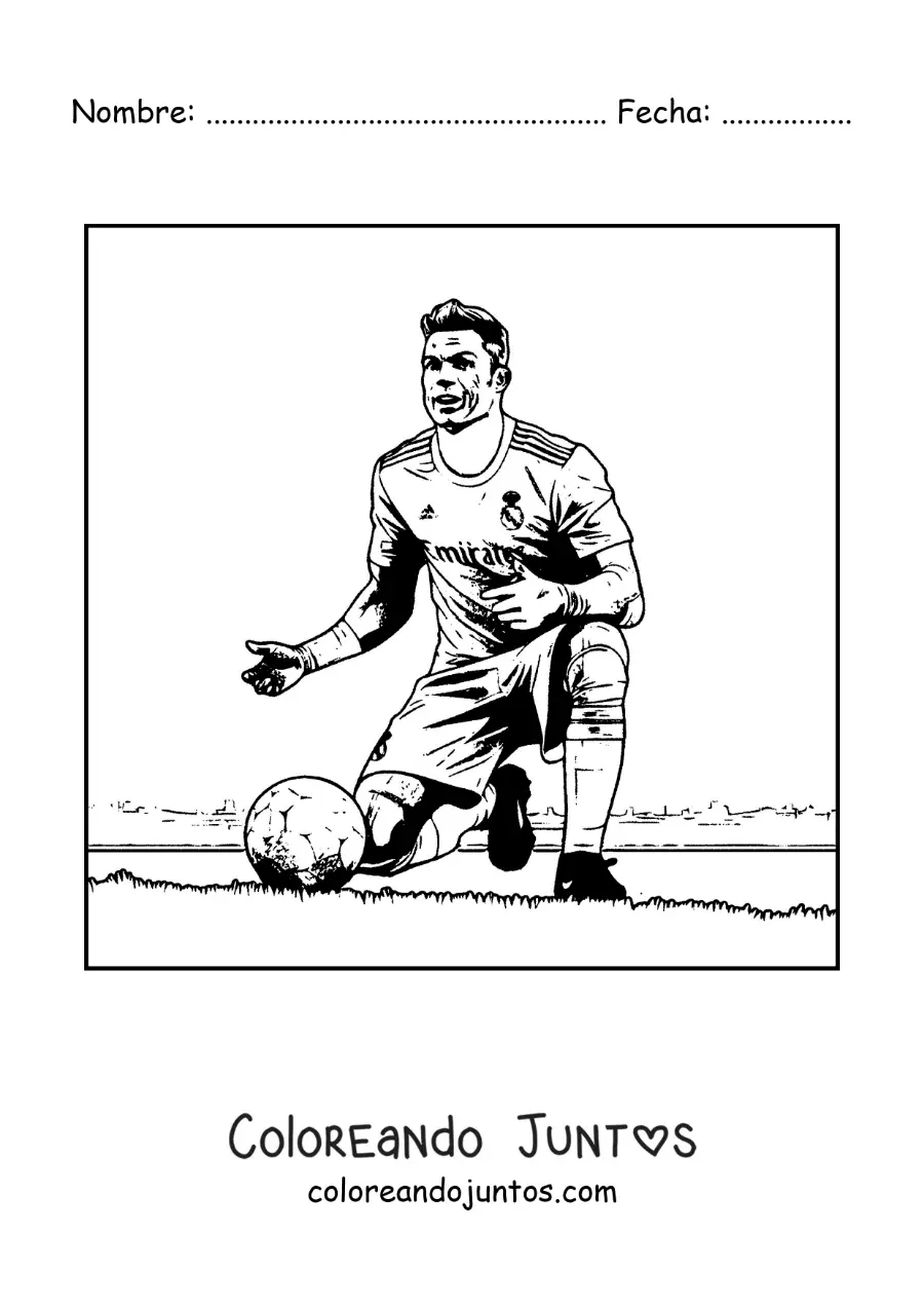 Imagen para colorear de Cristiano Ronaldo enojado en un juego de fútbol