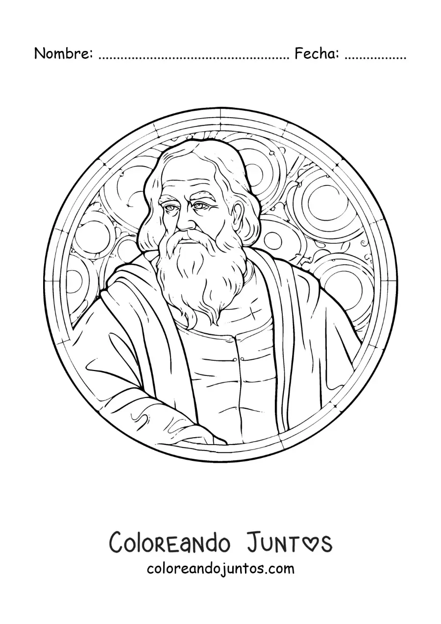 Imagen para colorear de Galileo Galilei en estilo realista